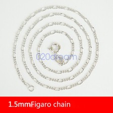 Real 925 Sterling Silver Necklace 1.5mm Diamond Cut Figaro Curb Chain Stamped