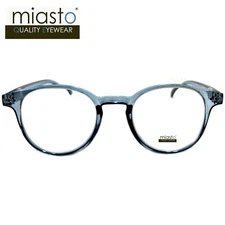 MIASTO PREPPY ROUND KEYHOLE READING GLASSES+2.00 CRYSTAL BLUE GRAY~SMALL MEDIUM