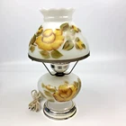 Vintage 15" Milk Glass Lamp Hand Painted Yellow Flowers Gone With The Wind Style