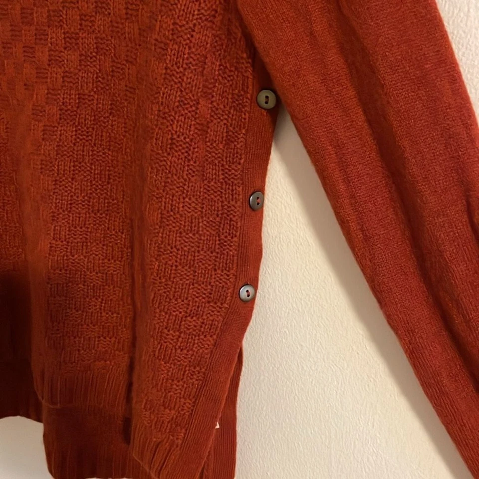 Suéter Blanco + Warren Cachemira Capucha Cuello Tejido Naranja Quemado Mujer Pequeño Foto 4 de 4