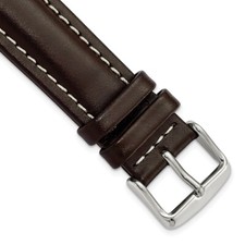 20mm 7.5" Brown Oil Tanned Leather Silver-tone Buckle Watch Band