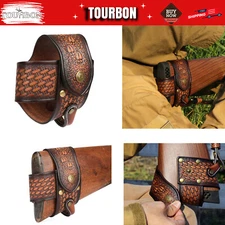 TOURBON Leather Gun No-Drill Harnessed Rifle Buttstock Holder Sling Mount Sleeve
