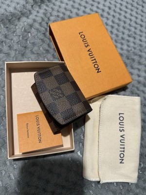 Authentic Louis Vuitton Brown Damier Ebene Coated Canvas Cufflinks Case