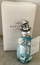 Hallmark Heritage WINTER’S SNOWMAN Blown Glass Ornament 2016 - Poland - NIB
