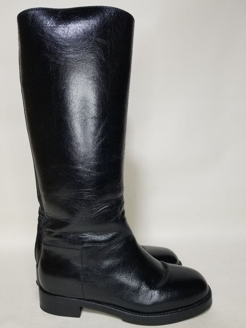 CHANEL leather long Heel Boots Shoes Women Size 37 C COCO MARK black Vintage thumbnail 15
