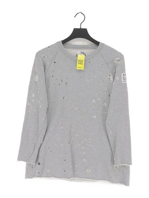 Drop Dead Damen Top XS Grau 100% Baumwolle Langarm Rundhals Basic