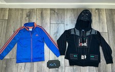 Big Boys Size Small 5-6 Star Wars Darth Vader Hoodie Adidas Tracksuit Jacket