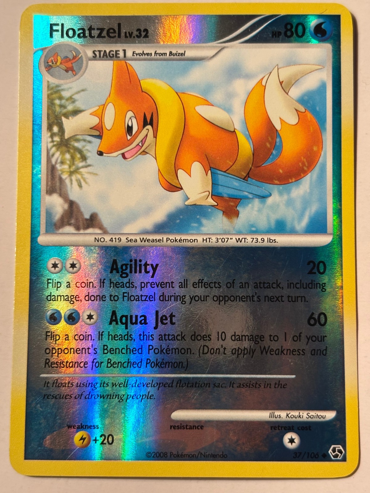 Floatzel 37/106 Great Encounters Reverse Holo LP/NM