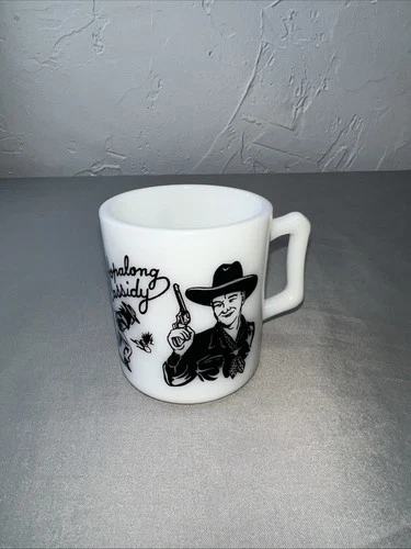 Vintage 1950s Hopalong Cassidy Hazel Atlas White Milk Glass Mug