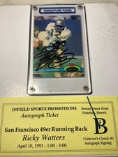 1991 Stadium Club Football Ricky Watters RC Autographed Card