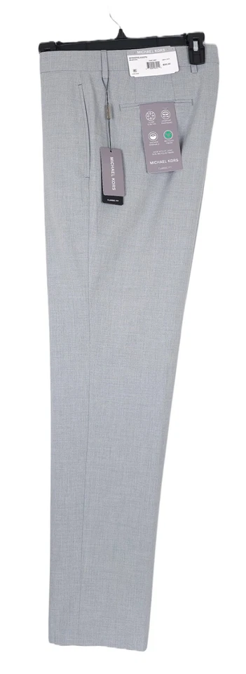 Pantalones de vestir Michael Kors elásticos de ajuste clásico gris claro liso 33x32 para hombre nuevos con etiquetas Foto 4 de 4