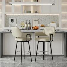 Swivel Bar Stools Set of 2, 30 Inch Bar Height Bar Stools with Backrest, Modern 