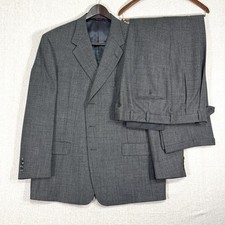 VTG Hart Schaffner  Marx Mens 46R W40 Grey Wool 2 Piece Suit 3 Button US Made