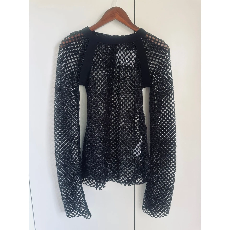 KYE 开幕式网眼黑色衬衫,尺寸 M,透明朋克 Goth Grunge 风格 — 第 2/4 张图片