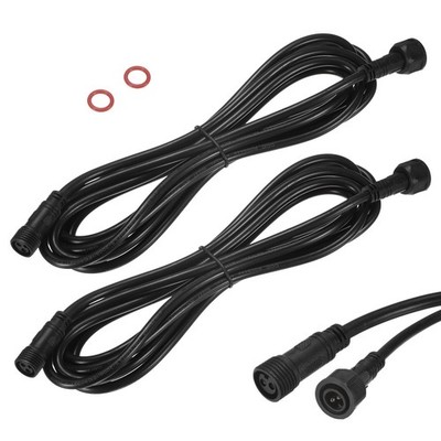2er-Pack wasserdichte Verlängerungskabel, 3 Meter 18AWG für Spotlights [Schwarz]