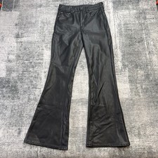 American Eagle Pants Womens 4 Black Super High Rise Flare Faux Leather Party