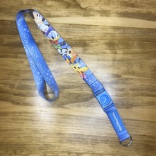 Disney World Lanyard Mickey, Donald, Goofy Pluto with Detachable Key Chain Blue