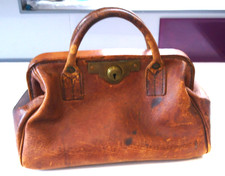 Borsa Gladstone in pelle inglese marrone di qualità antica della British Railway Western