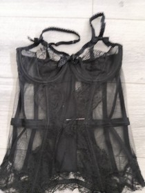 Agent Provocateur Knickers Forever Alina Sheer Black Lace & Mesh Corset Size 36C