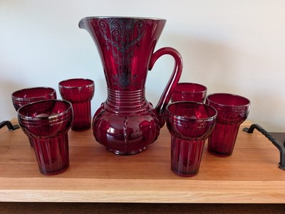 Radiance Ruby Pitcher & Tumblers 1930s