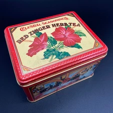 Rare Vintage 1984 Celestial Seasonings Red Zinger Herb Tea Tin Family Size 3x4x5