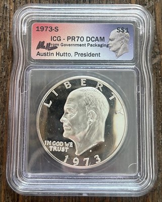 1973-S Eisenhower - Signed Austin Hutto Pres.- PR70 DCAM Silver