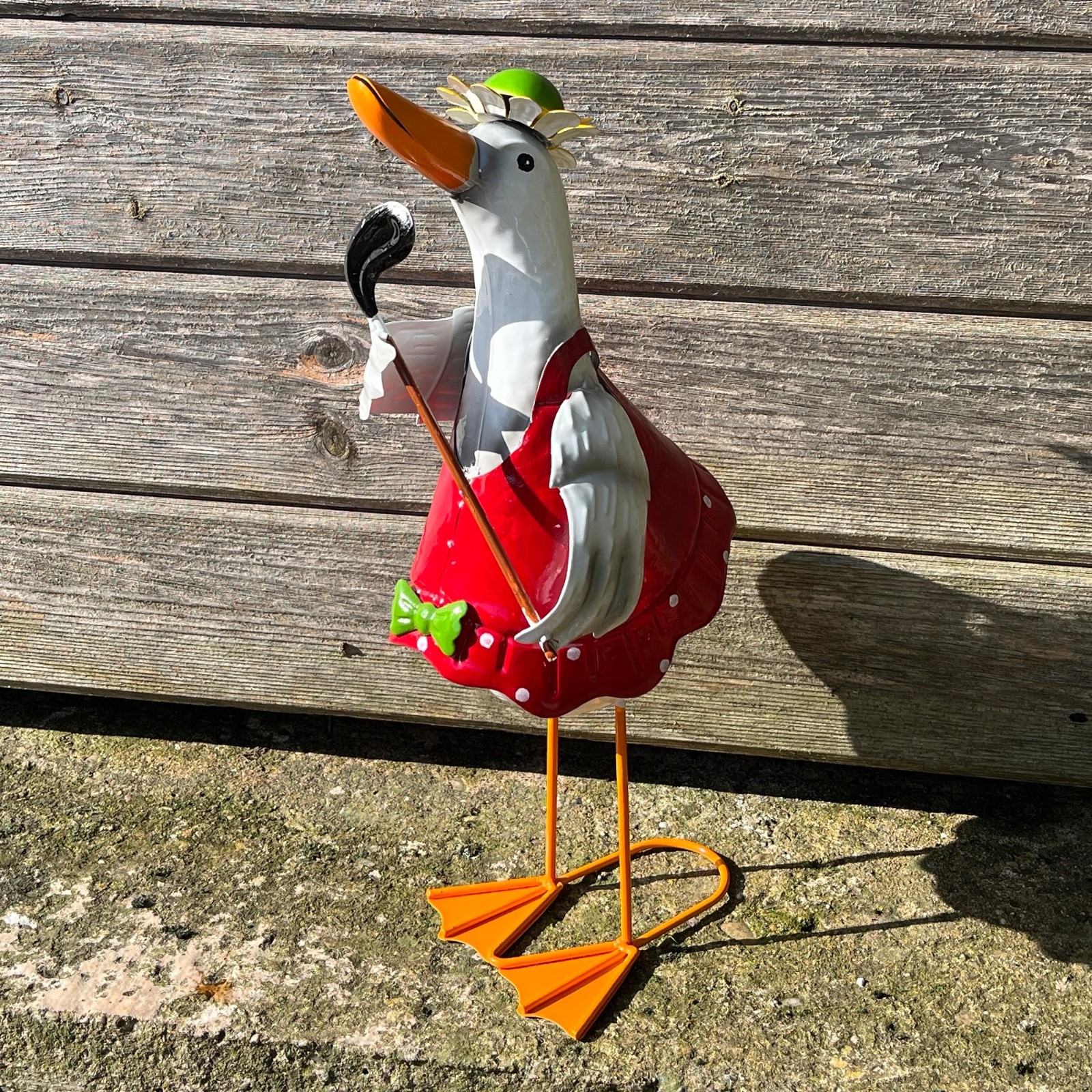 Garden Ornaments and Statues Metal 37.5cm Golfer Duck Sculpture Animals Large