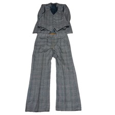 Vintage 1970s 3 Piece Suit 40S 34x27 Tailored Colorful Plaid