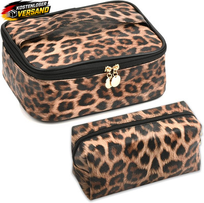 Wasserdichte Kosmetiktasche Damen Set mit Leopardenmuster für Reise & Alltag