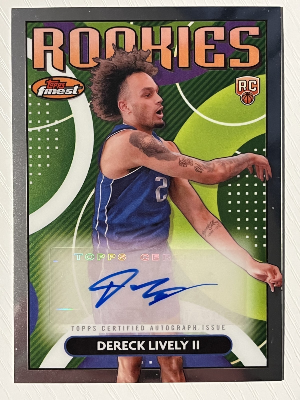 Dereck Lively II 2023-24 Topps Finest Rookie Auto Autograph Dallas Mavericks