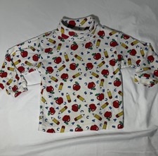 Vintage Tot Trends ABC Apple Pencil Print Turtleneck Shirt 2T 80s/90s/early2000s