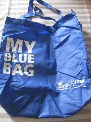 Stoffbeutel Tragetasche Nylon groß stabil Werbung MY BLUE BAG 44x41x15cm