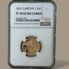 2001 Gold Proof Sovereign Graded