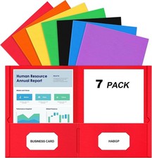 2 Pocket Folders, 7 Pack Paper Folders with Pockets, 7 Assorted Colors