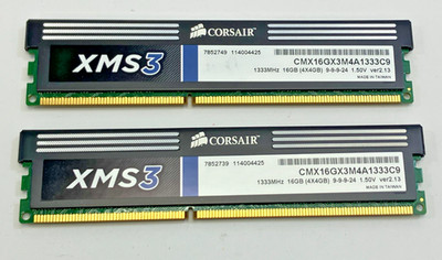 (2) Corsair XMS3 DDR3 16GB (4x4GB) 1333MHz Desktop RAM CMX16GX3M4A1333C9