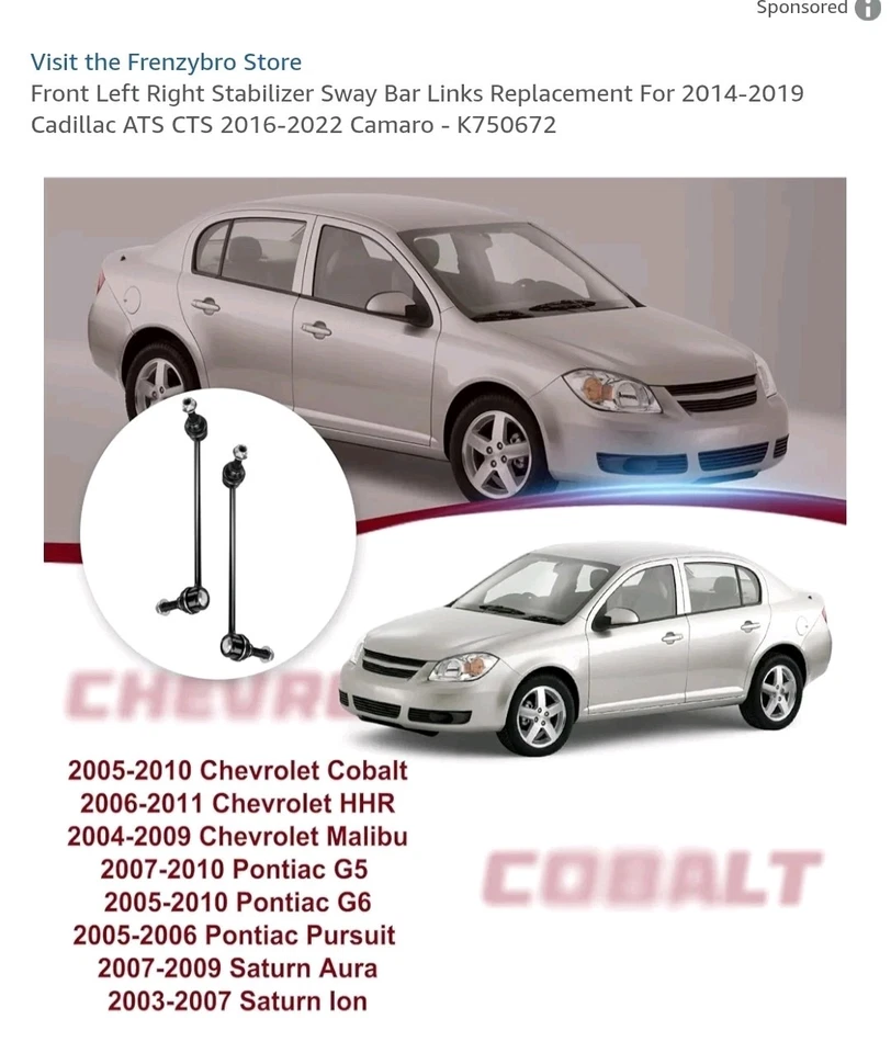 1 Pair LH+RH Stabilizer Sway Bar Link Kit for 2016 2017 2018 2019 Cadillac CTS - Image 3 of 4