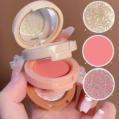 3-in-1 Makeup Palette Matte Blush Pearlescent Highlighter Contouring Glitter Kit
