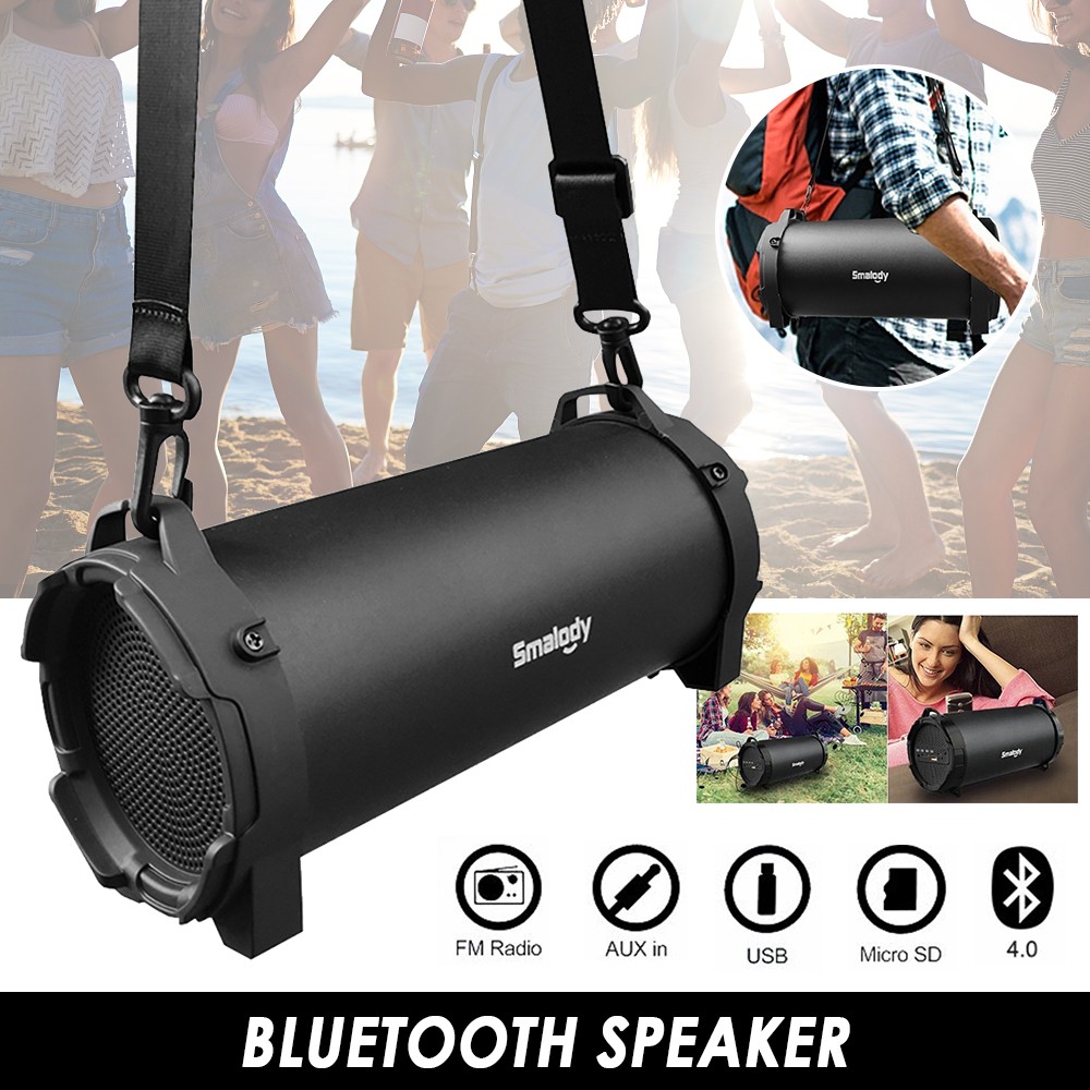 Portable Bluetooth Speaker with AUX TF USB FM Radio and Shoulder Strap for Outdoor Use-image