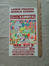 Vintge Globe Poster Sign Lewis Frasier School Spring Carnival Hinesville Georgia