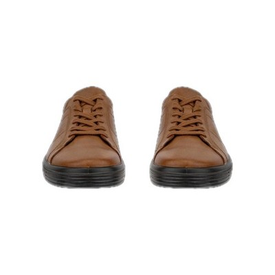 Ecco Mens Classic Sneaker Lace Up Camel Brown Leather Shoes  display picture 1