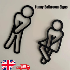 Funny Bathroom Door Sign Toilet Wall Sticker Men Women Restroom Decor