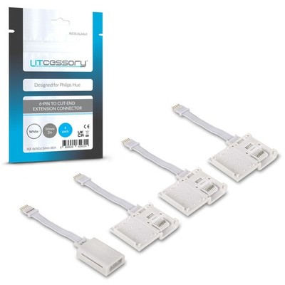 Litcessory 6-Pin to Cut-End Extension Connector for Philips Hue/Solo Lightstr...