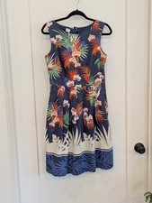 Talbots 6P Orchid Print Fit&Flare Midi Dress Sleeveless Hawaiian Travel Party