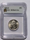 1954-D Washington Quarter, 90% Silver, ICG holder "Brilliant Uncirculated"
