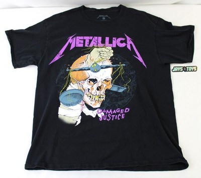 Metallica Damaged Justice Black Band T-Shirt Large | eBay