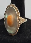 Vintage Sterling Silver & Blister Pearl / Egg yoke Ring Women’s Size 8 3/4