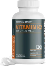 Vitamin K2 MK-7 100 MCG, K2 as MK7 Menaquinone, Bone Support Non-Gmo, 120 Tablet