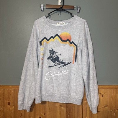 Aspen Colorado Sweatshirt Juniors XXXL Gray Ski Crew Wound Up Mountain CabinCore