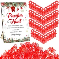 51 Pcs Santa Themed Baby Shower Games Pacifier Hunt Include Hunt Sign and 50 ...