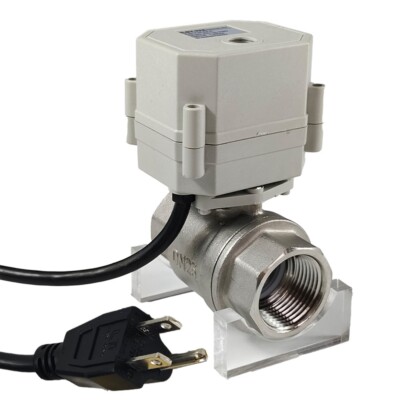 DN8 SS304 Two Way AC110~230V Motorized Ball Valve,1/4'' US standard 3-pin plug
